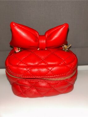 Red Quilted Mini Bow Crossbody Purse